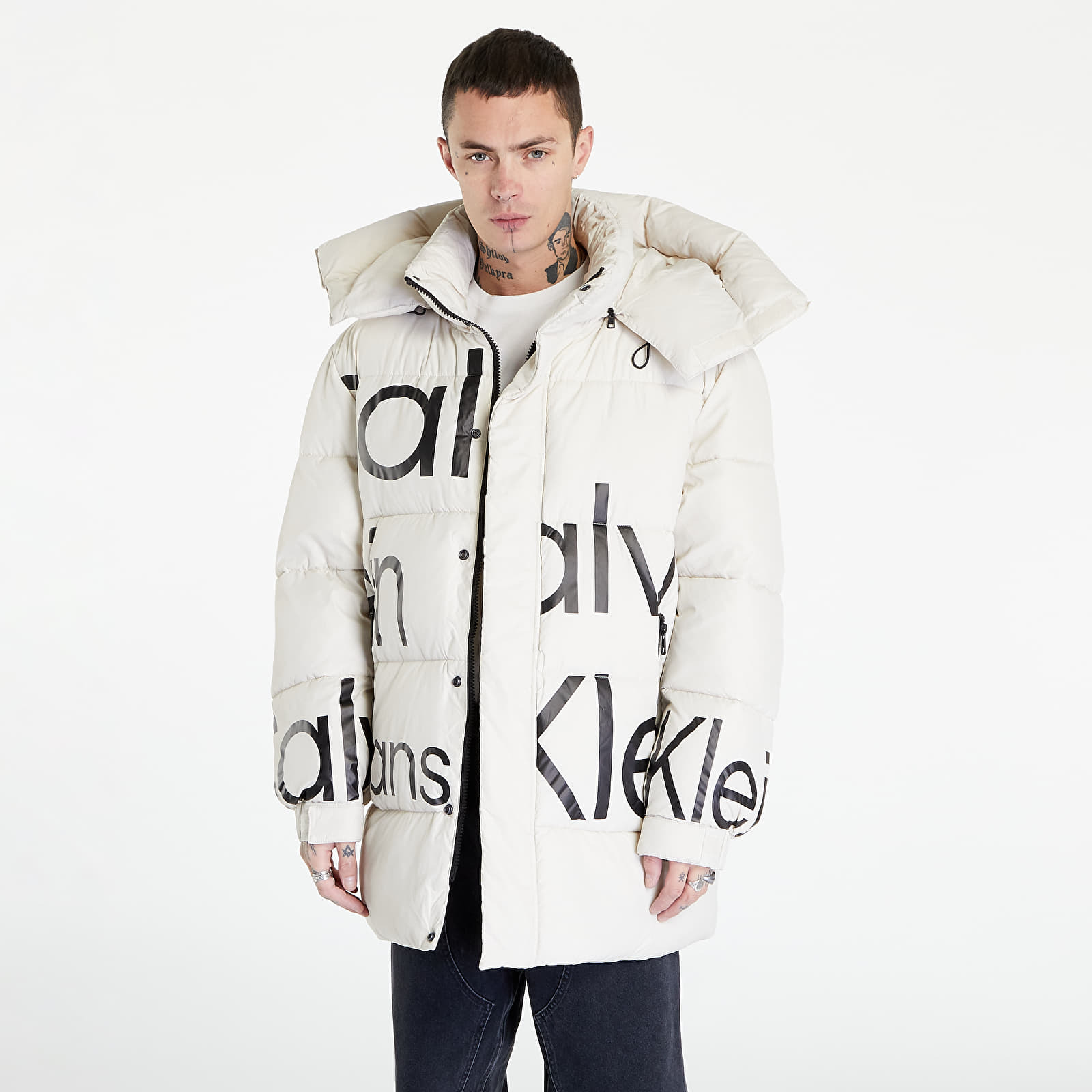 Levně Calvin Klein Jeans Bold Disrupted Logo Jacket Beige
