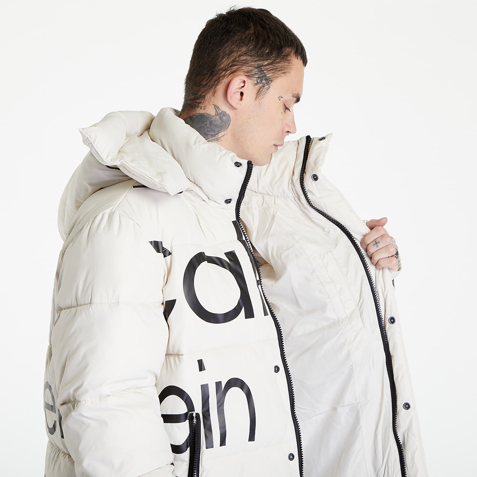 Geci și paltoane Calvin Klein Jeans Bold Disrupted Logo Jacket Beige