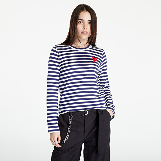 T-shirts Comme des Garçons PLAY Long Sleeve T-Shirt Navy Footshop