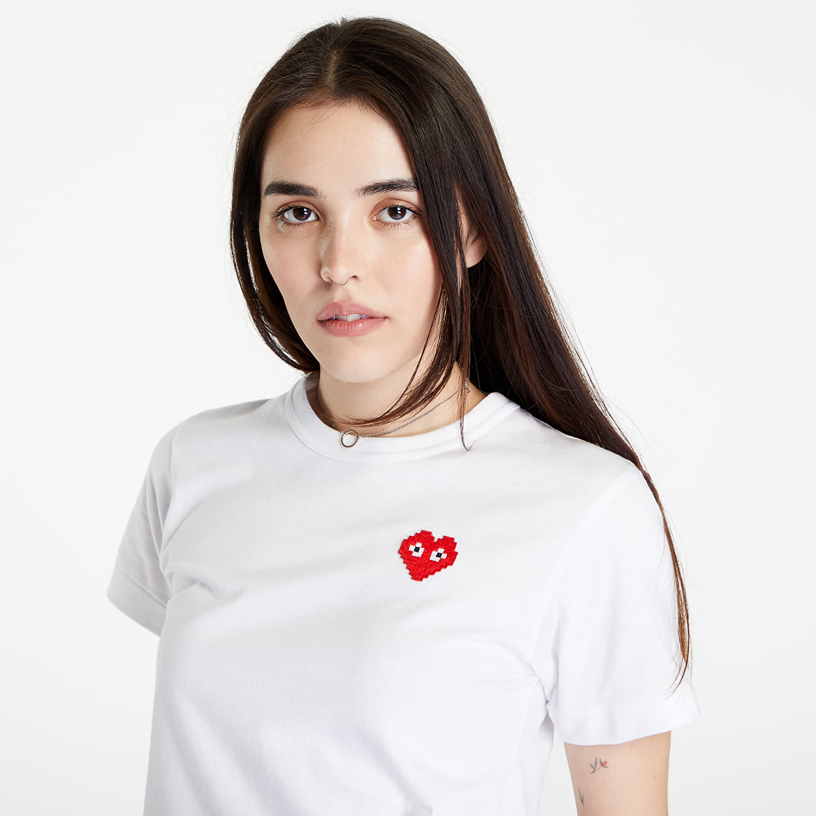 T-Shirts Comme des Garçons PLAY Short Sleeve Knit T-Shirt White