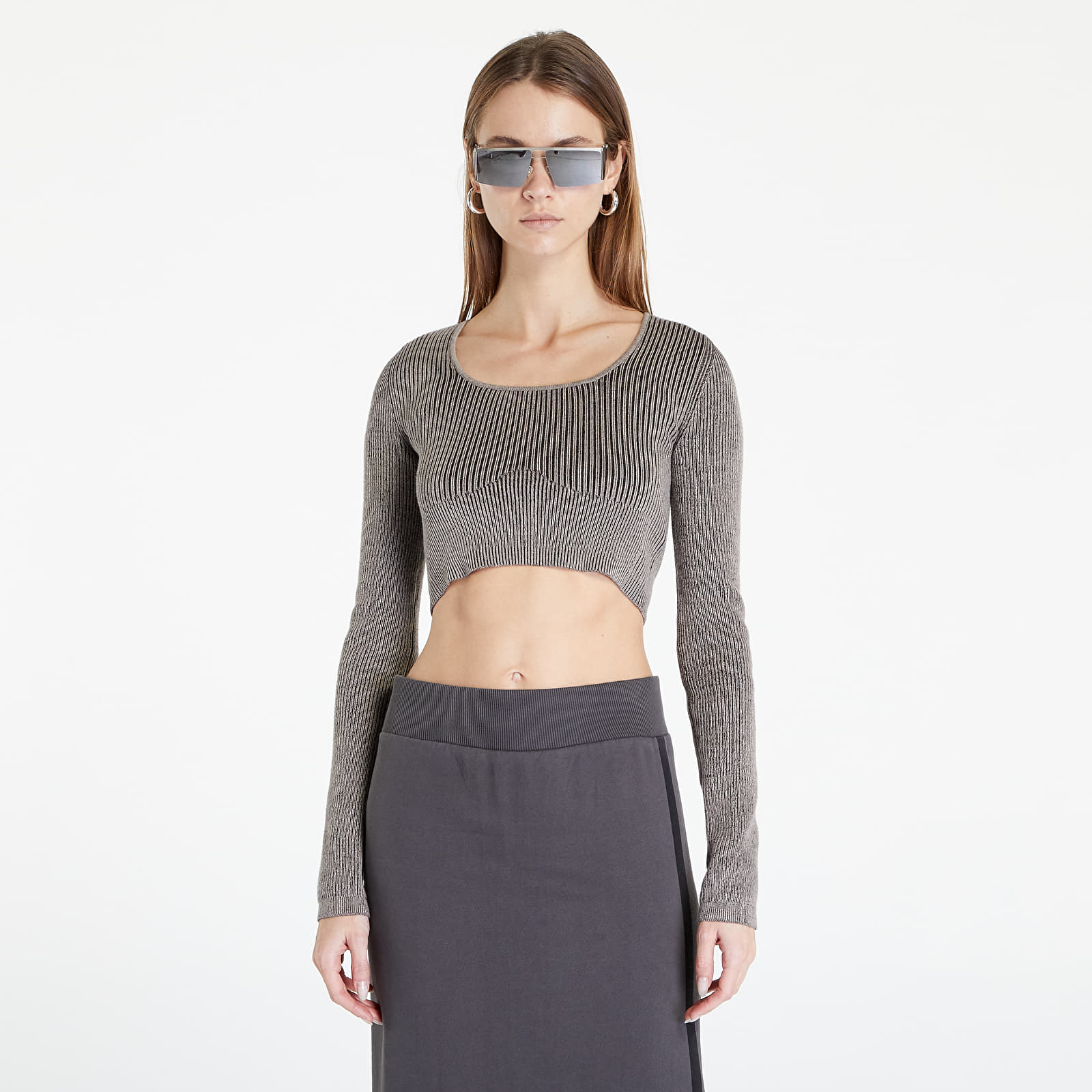 Trička Calvin Klein Jeans Square Neck Plating Knitwear Perfect Taupe/ Ck Black