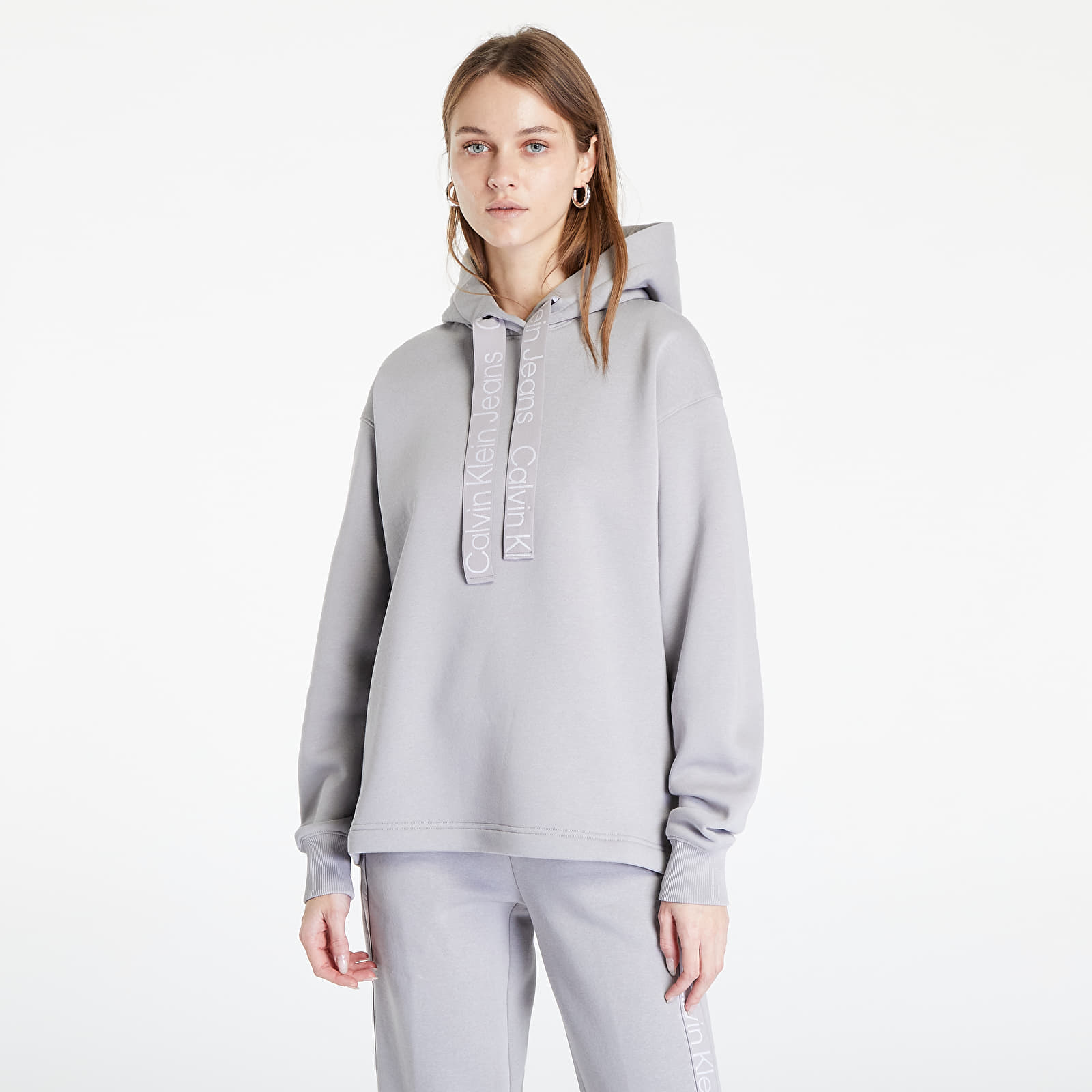 Hoodie Mercury Sweatshirts Bright Jeans Footshop Logo Grey/ White Klein Calvin Sweatjacken Tape | und Oversized