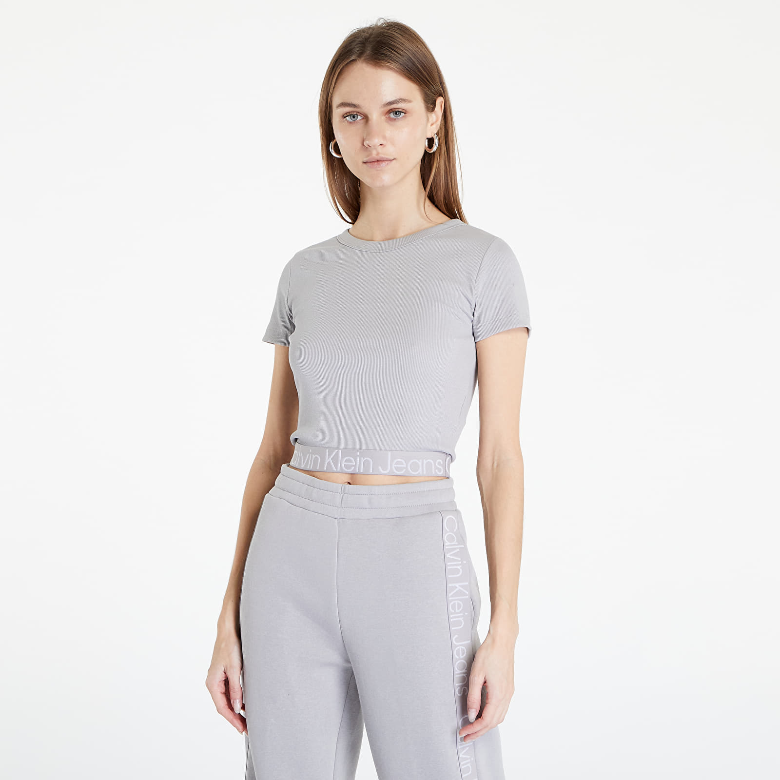 Levně Calvin Klein Jeans Logo Tape T-Shirt Mercury Grey