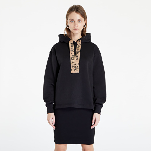 Hoodies and sweatshirts Calvin Klein Jeans Oversized Logo Tape Hoodie Ck Black Timeless Camel Footshop