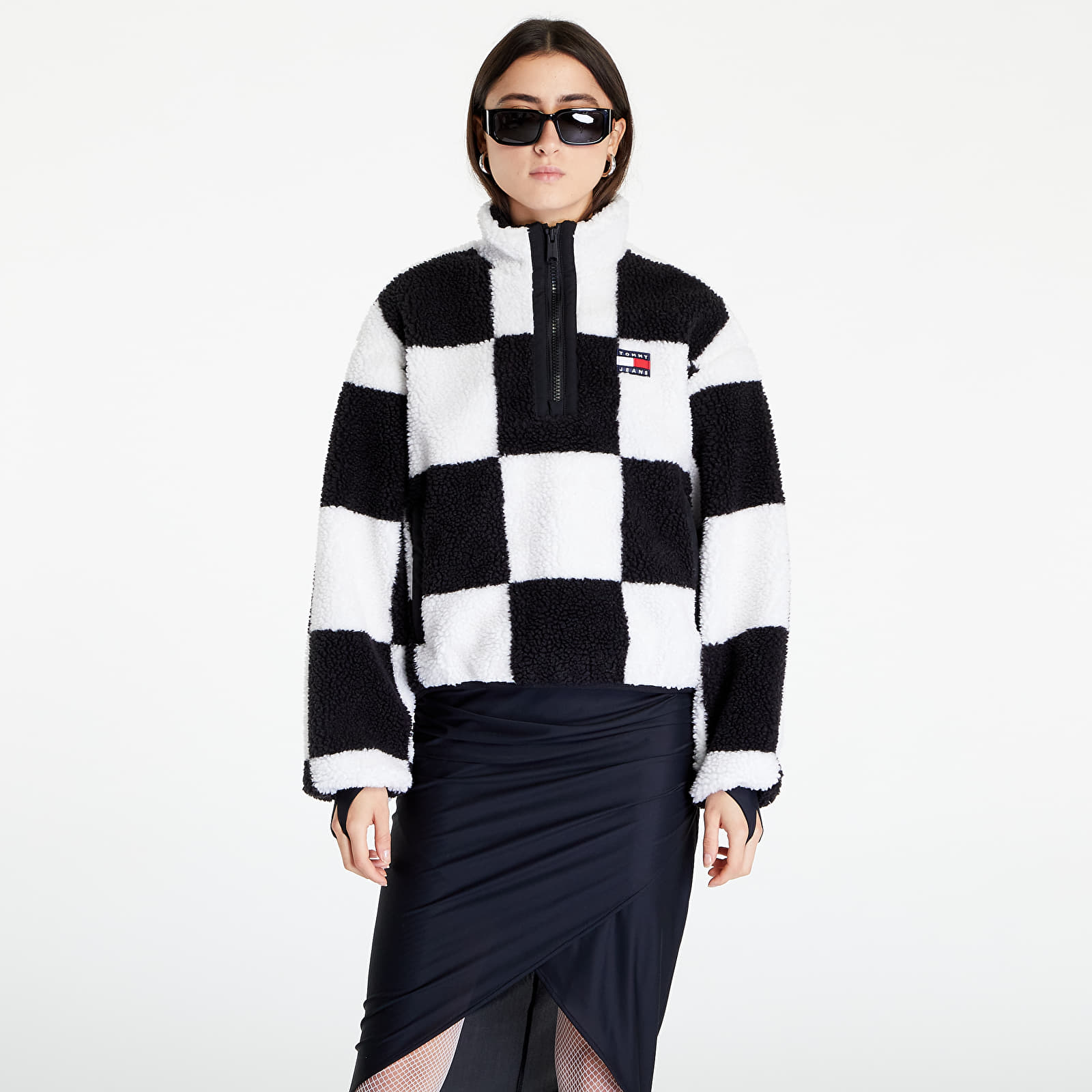 Giacche e cappotti Tommy Jeans Checkerboard Sherpa Popover Black Checkerboard