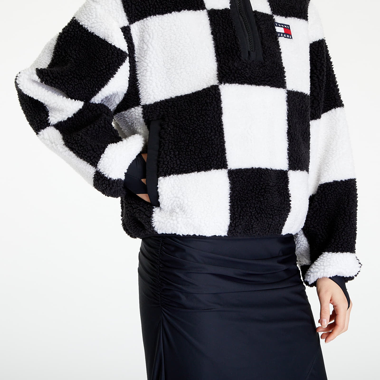 Giacche e cappotti Tommy Jeans Checkerboard Sherpa Popover Black Checkerboard