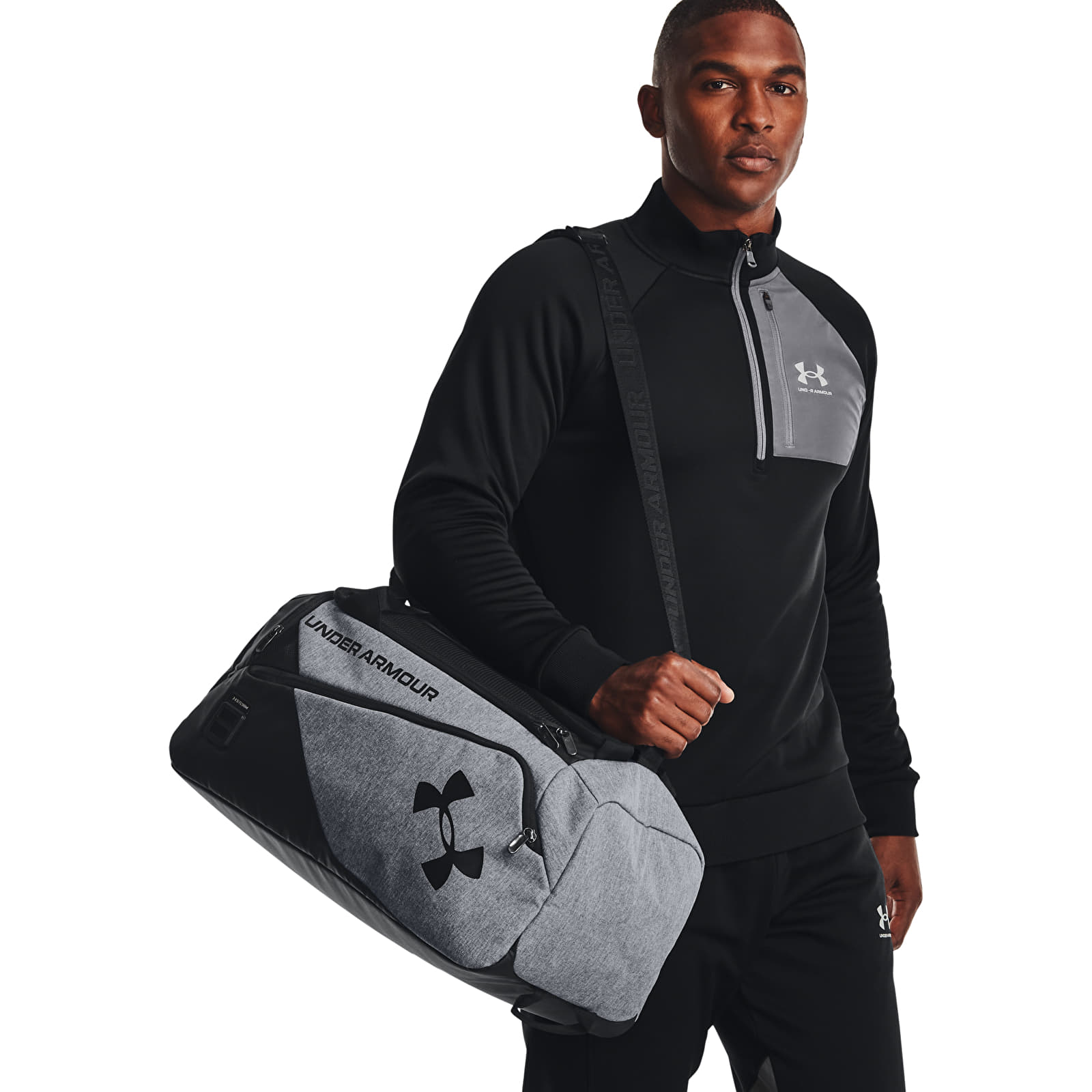 Torby przez ramię Under Armour Contain Duo SM Duffle Gray/ Black