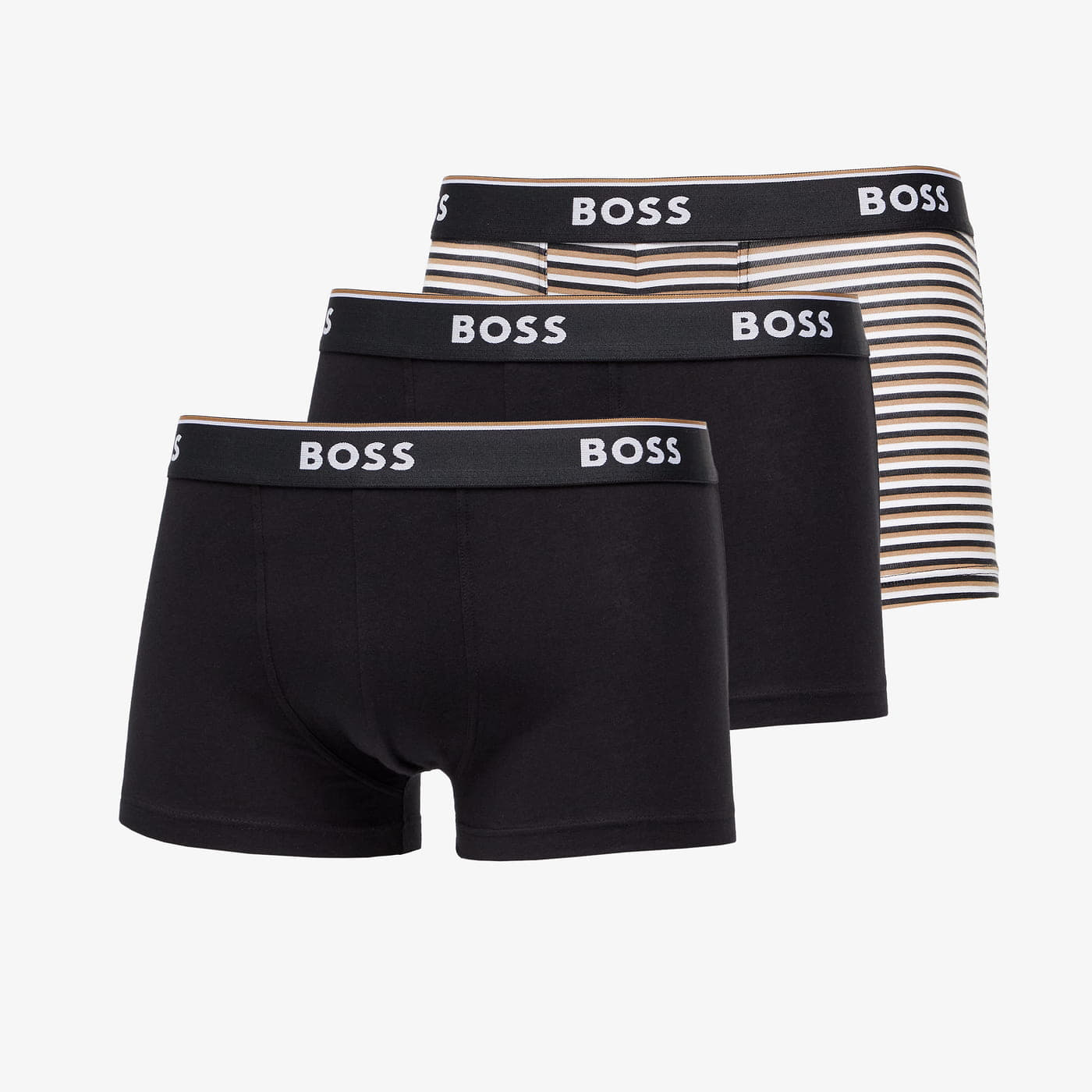 Trunks Hugo Boss Stretch-Cotton Trunks With Logo Waistbands 3-Pack Black