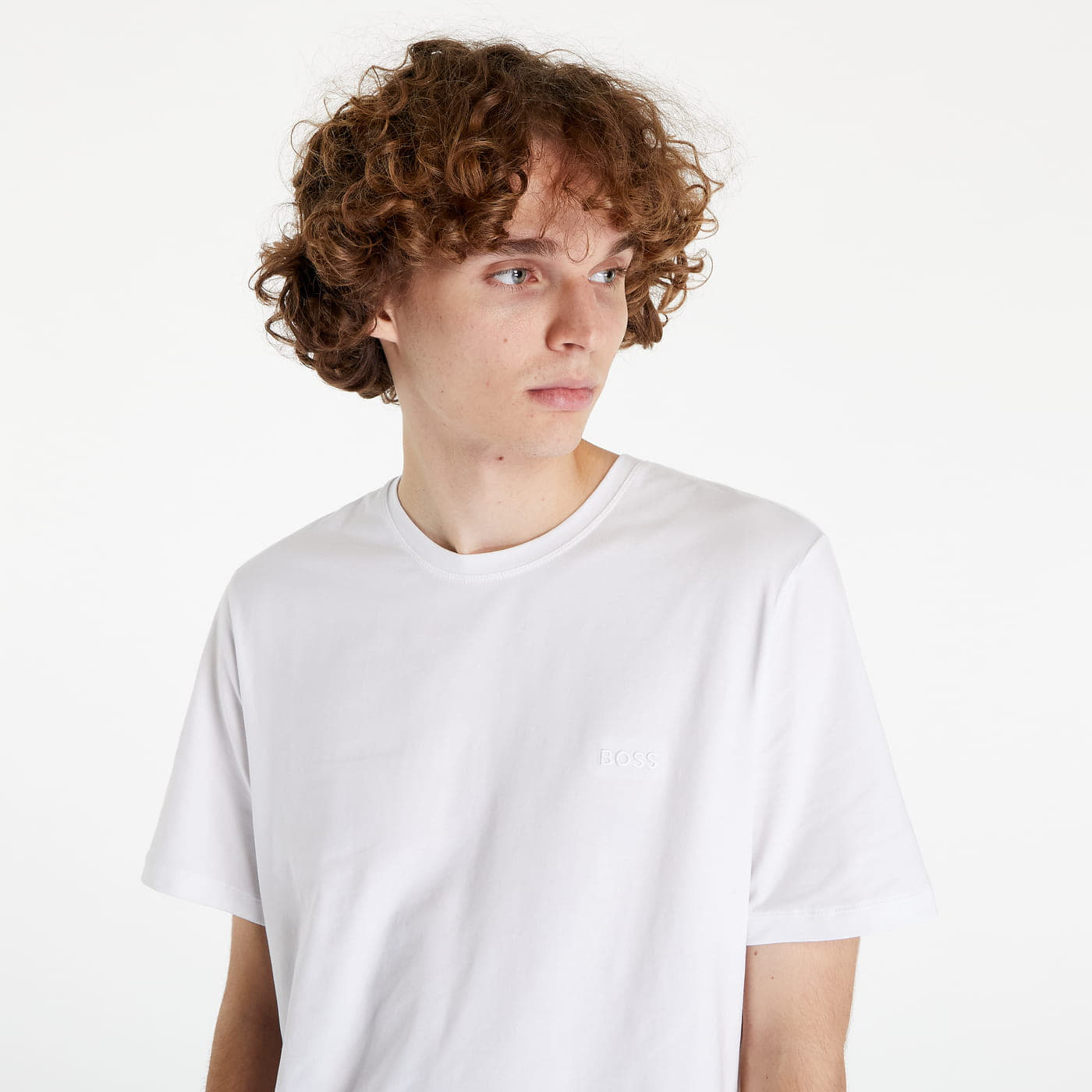 Pólók Hugo Boss Stretch-Cotton Regular-Fit Contrast Logo T-Shirt White