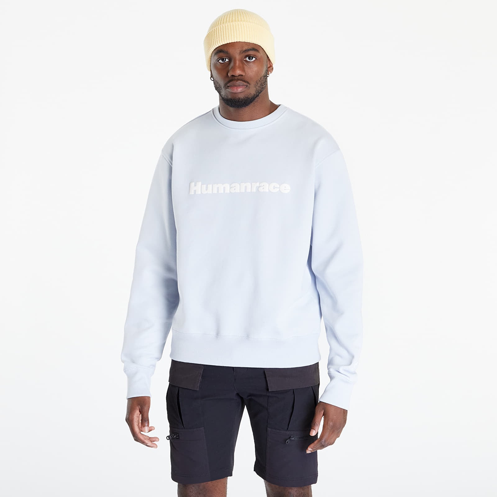 Hanorace adidas Originals Pharrell Williams Basics Crew Sweatshirt (Gender Neutral) Halo Blue