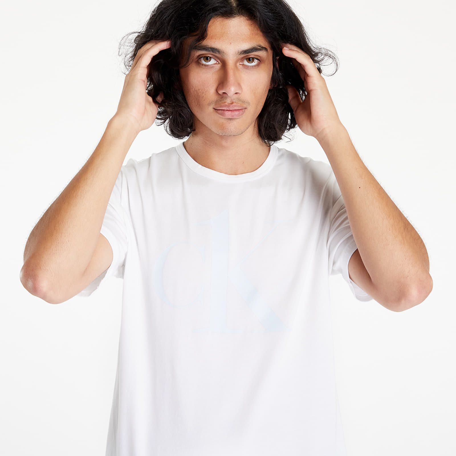 T-shirts Calvin Klein Ck1 Graphic Tees S/S Crew Neck White/ Light Sky Blue Logo
