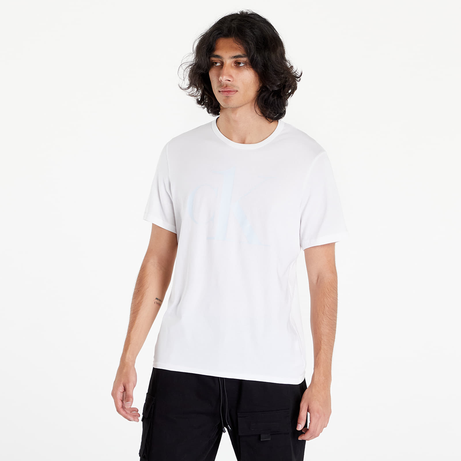 T-shirts Calvin Klein Ck1 Graphic Tees S/S Crew Neck White/ Light Sky Blue Logo