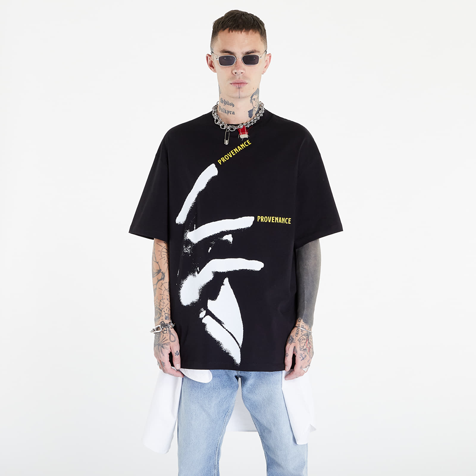 T-shirts RAF SIMONS Overzised T-Shirt With Nails Print Front And Back Black