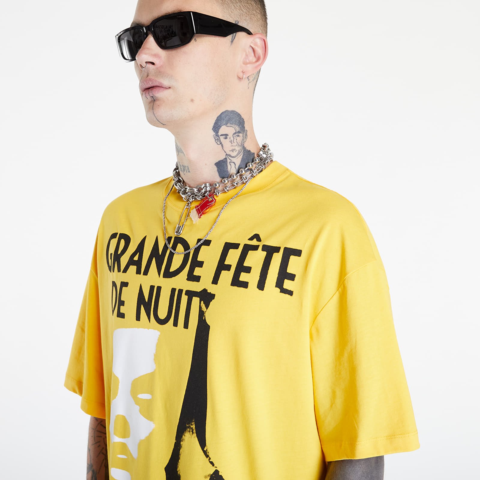 T-shirts RAF SIMONS Overzized T-Shirt Grand Fete De Nuit Print Front Yellow