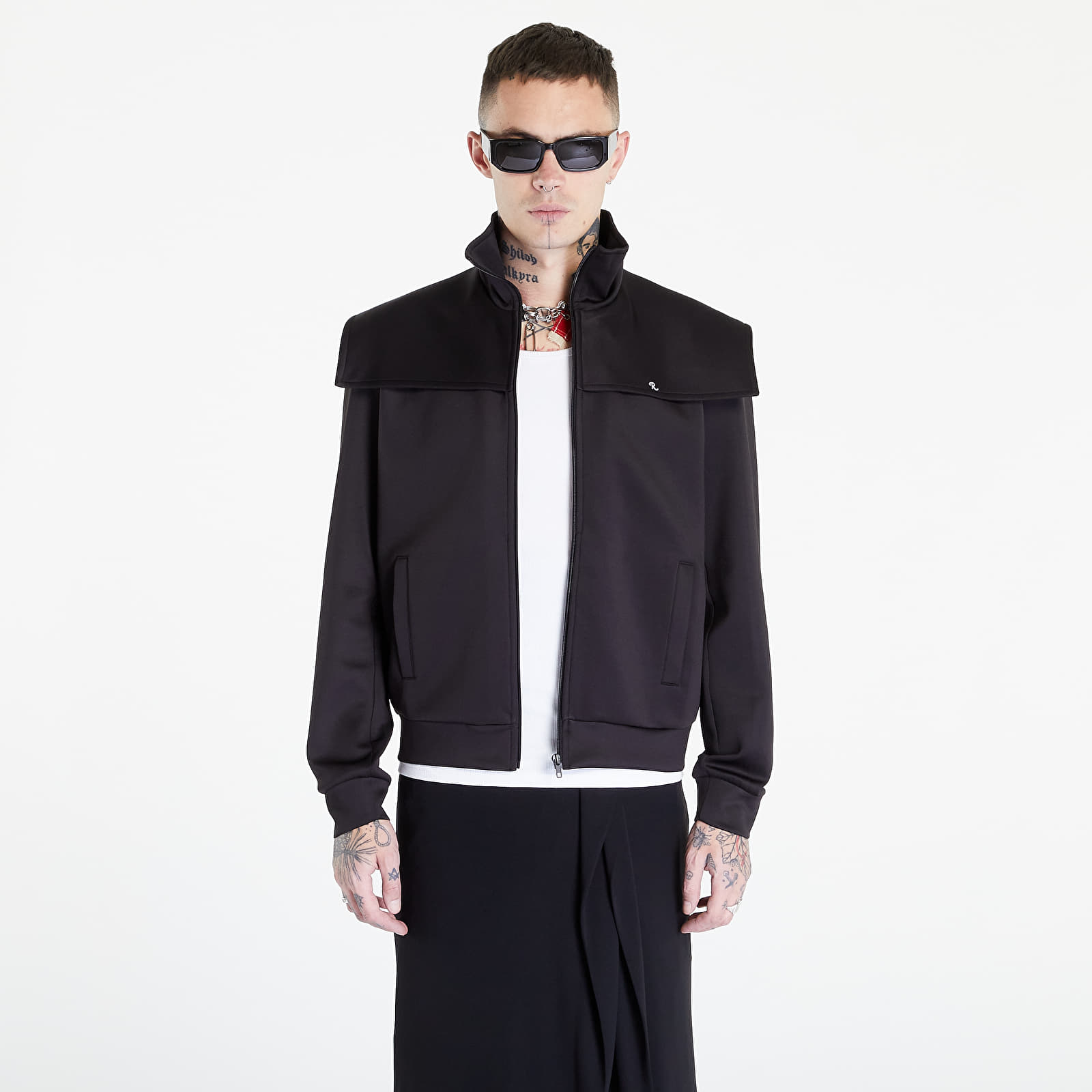 Felpe RAF SIMONS Zip Up Track Jacket With Strom Flap Black