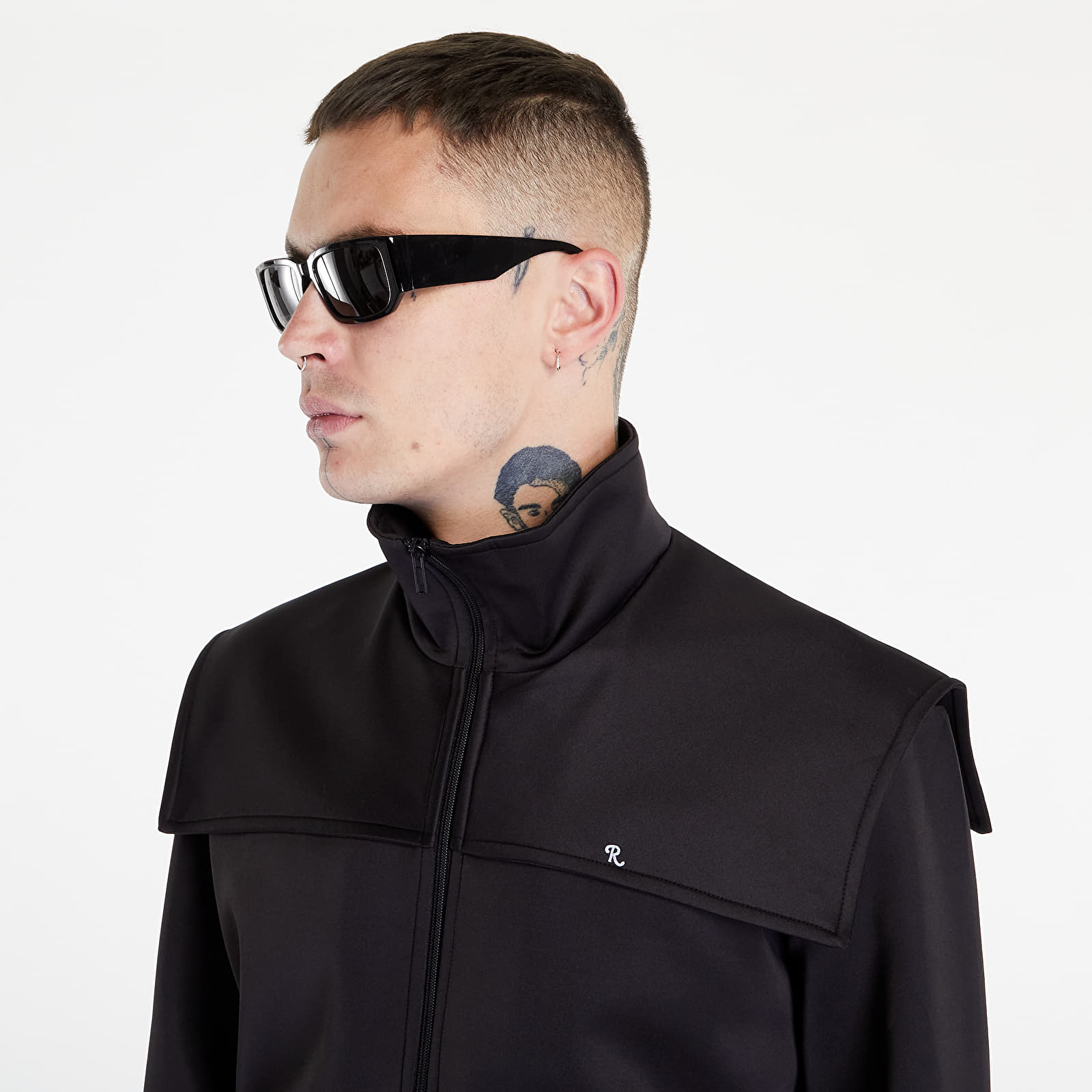 Felpe RAF SIMONS Zip Up Track Jacket With Strom Flap Black