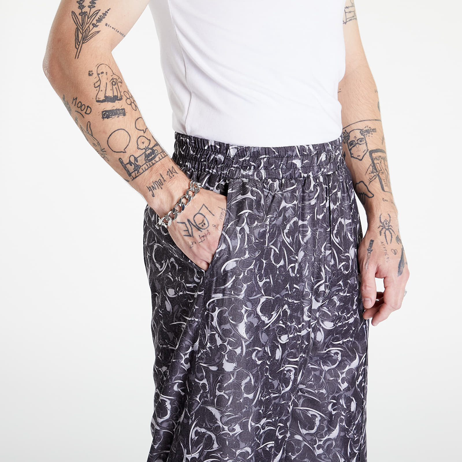 Spodnie Han Kjøbenhavn Printed Viscose Loose Trousers Silver