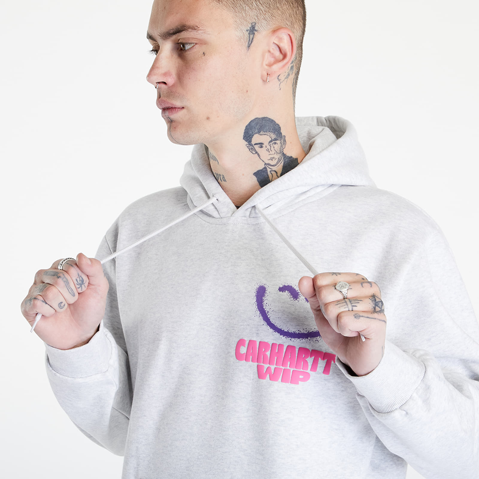 Hoodies and sweatshirts  Carhartt WIP Hooded Happy Script Sweat Ash Heather