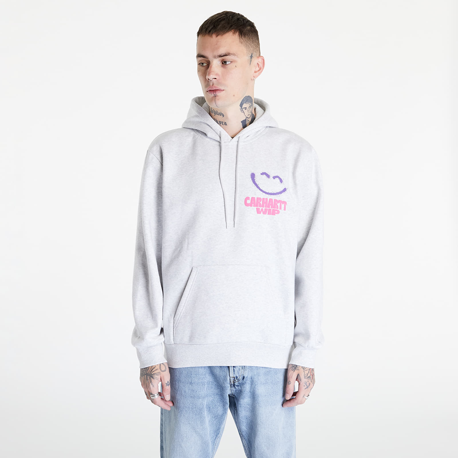Hoodies and sweatshirts  Carhartt WIP Hooded Happy Script Sweat Ash Heather