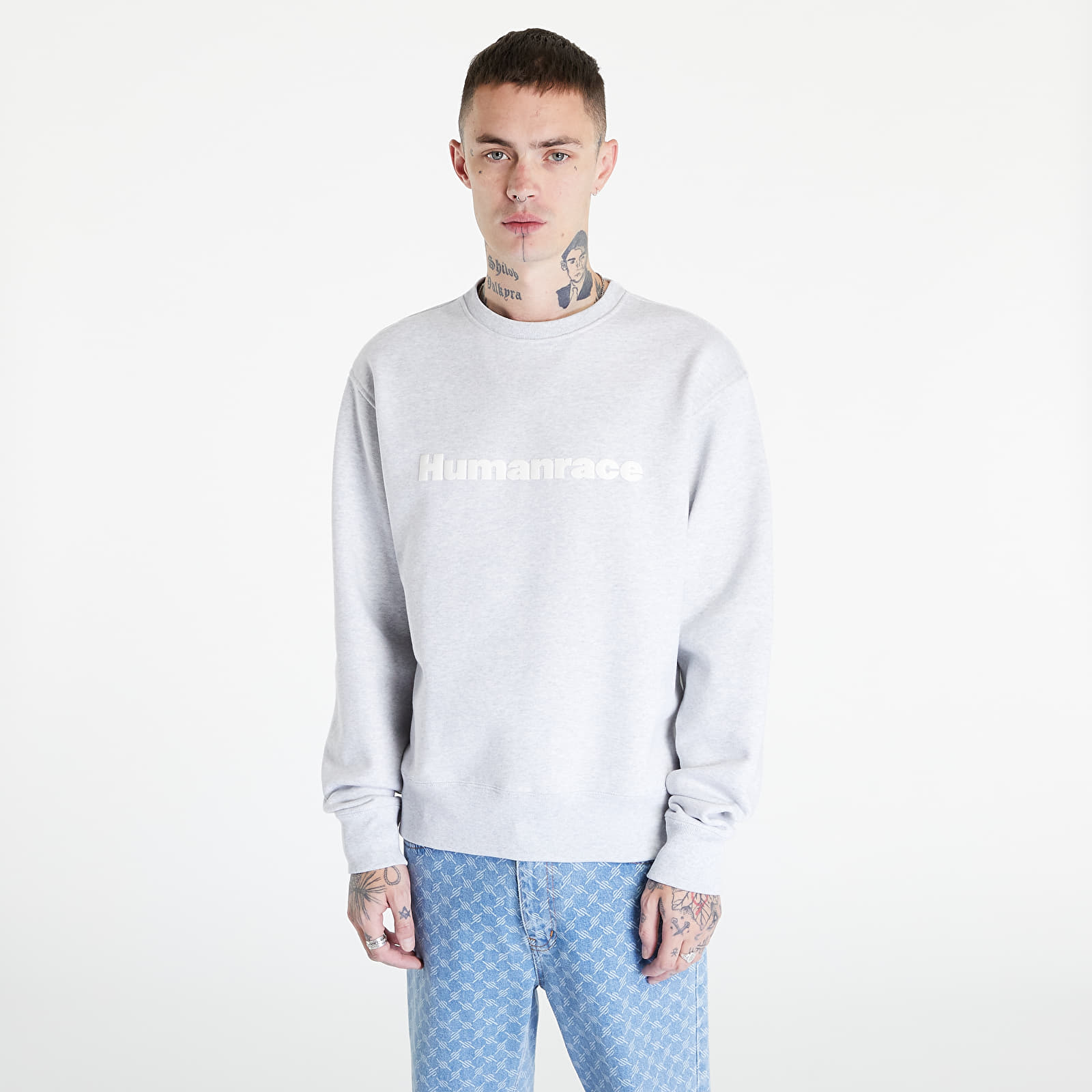 Dukserice adidas Originals Pharrell Williams Basics Crew Sweatshirt (Gender Neutral) Light Grey Heather