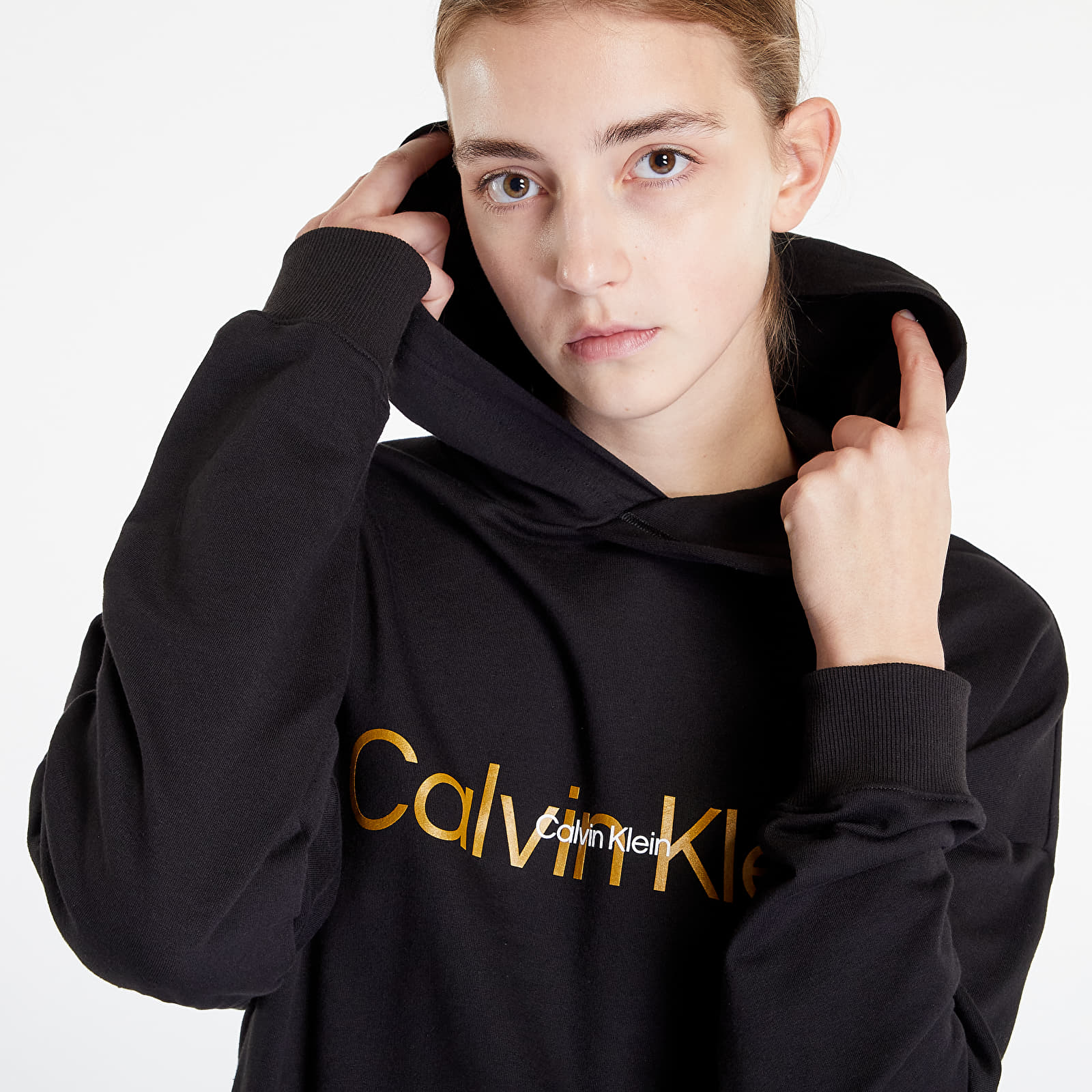 Hoodies and sweatshirts  Calvin Klein Monolith Holiday Lw L/S Hoodie Black/ Old Gold Logo