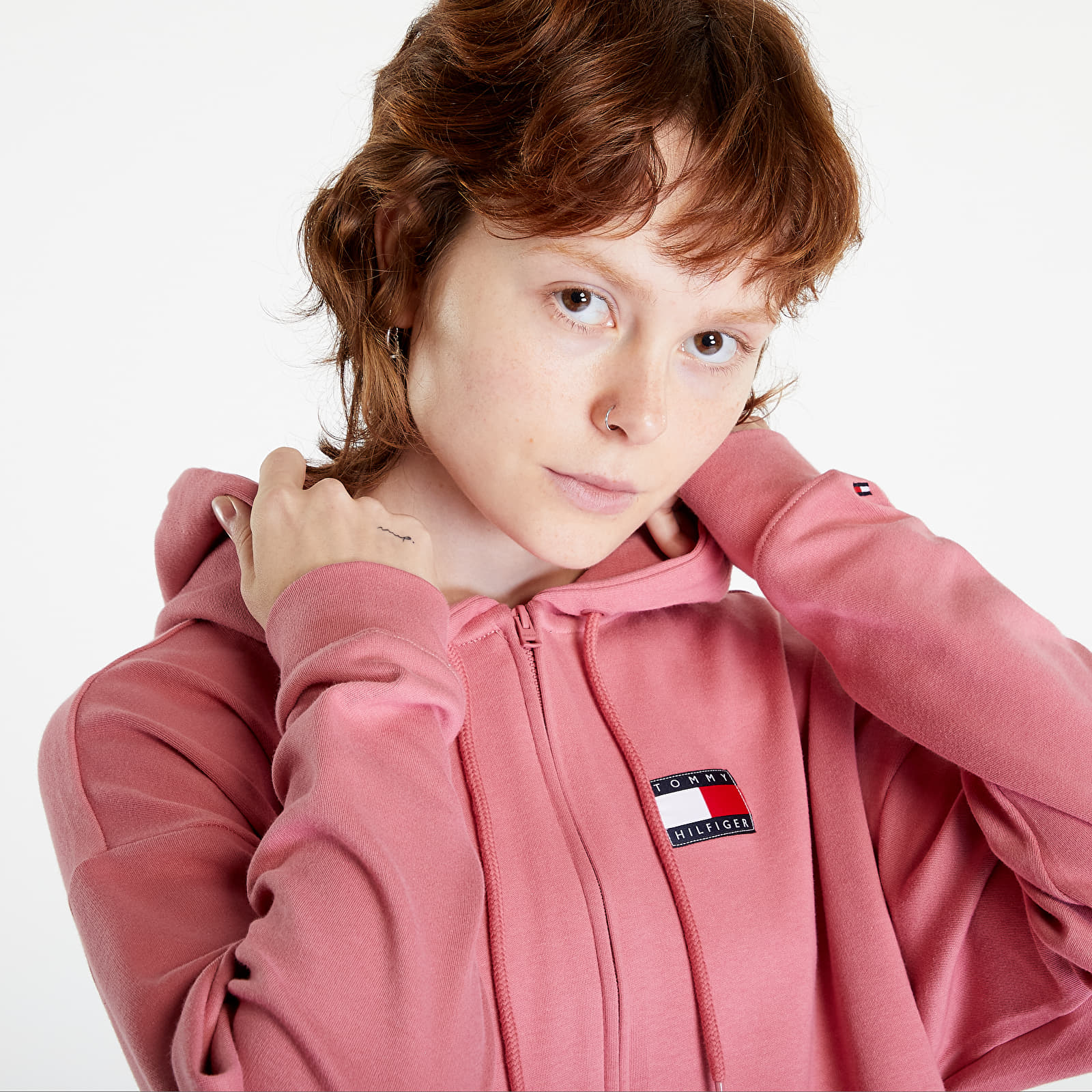Bluzy Tommy Hilfiger 85 Lounge Full Zip Hoodie Light Weight Knt Pink