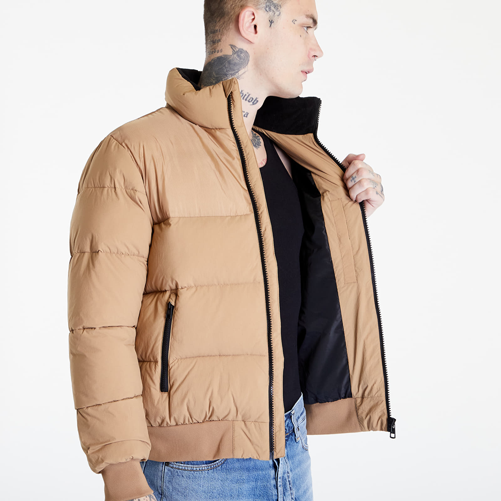 Geci Calvin Klein Jeans Cut Off Mix Media Jacket Brown
