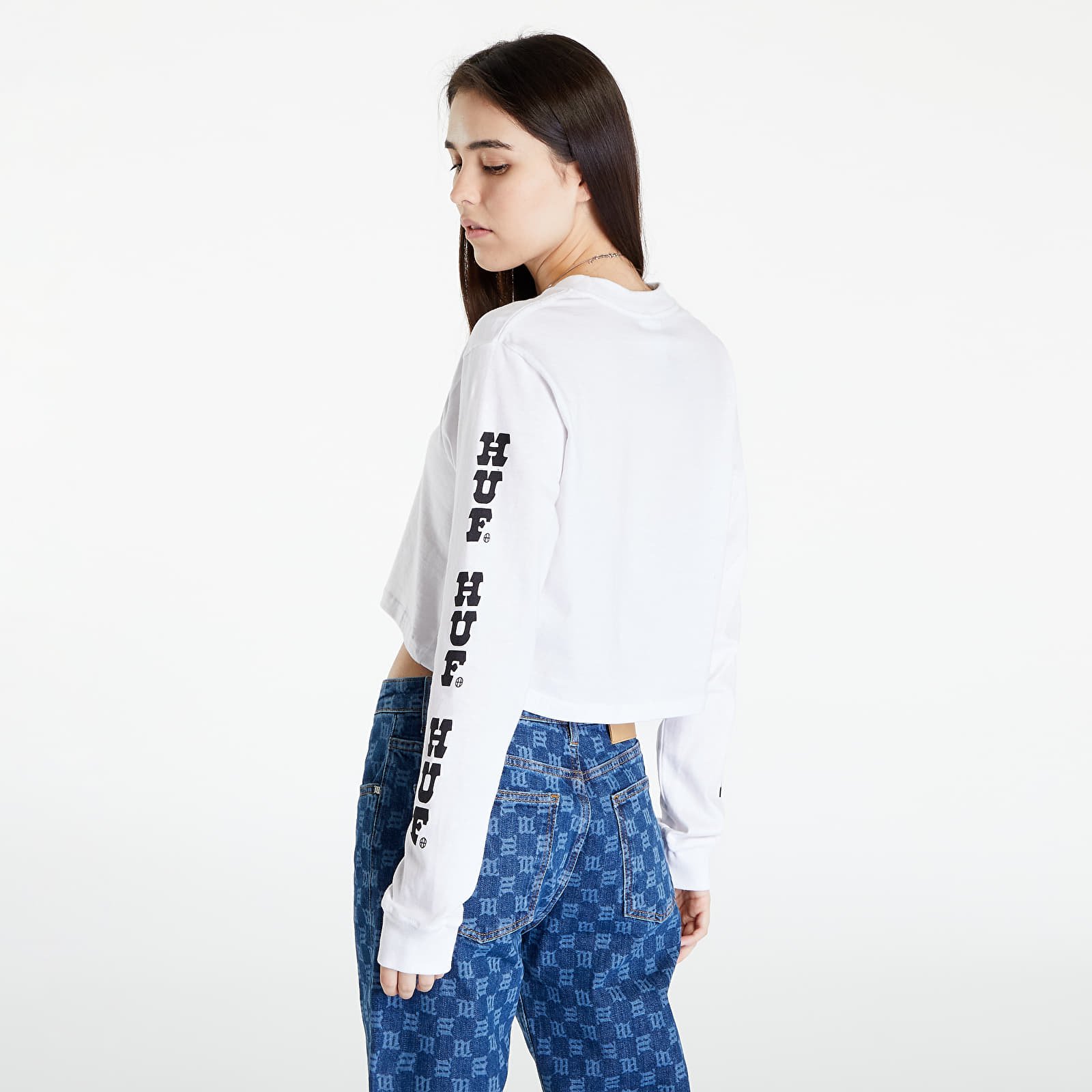 Trička HUF Wheelie L/S Crop Tee White
