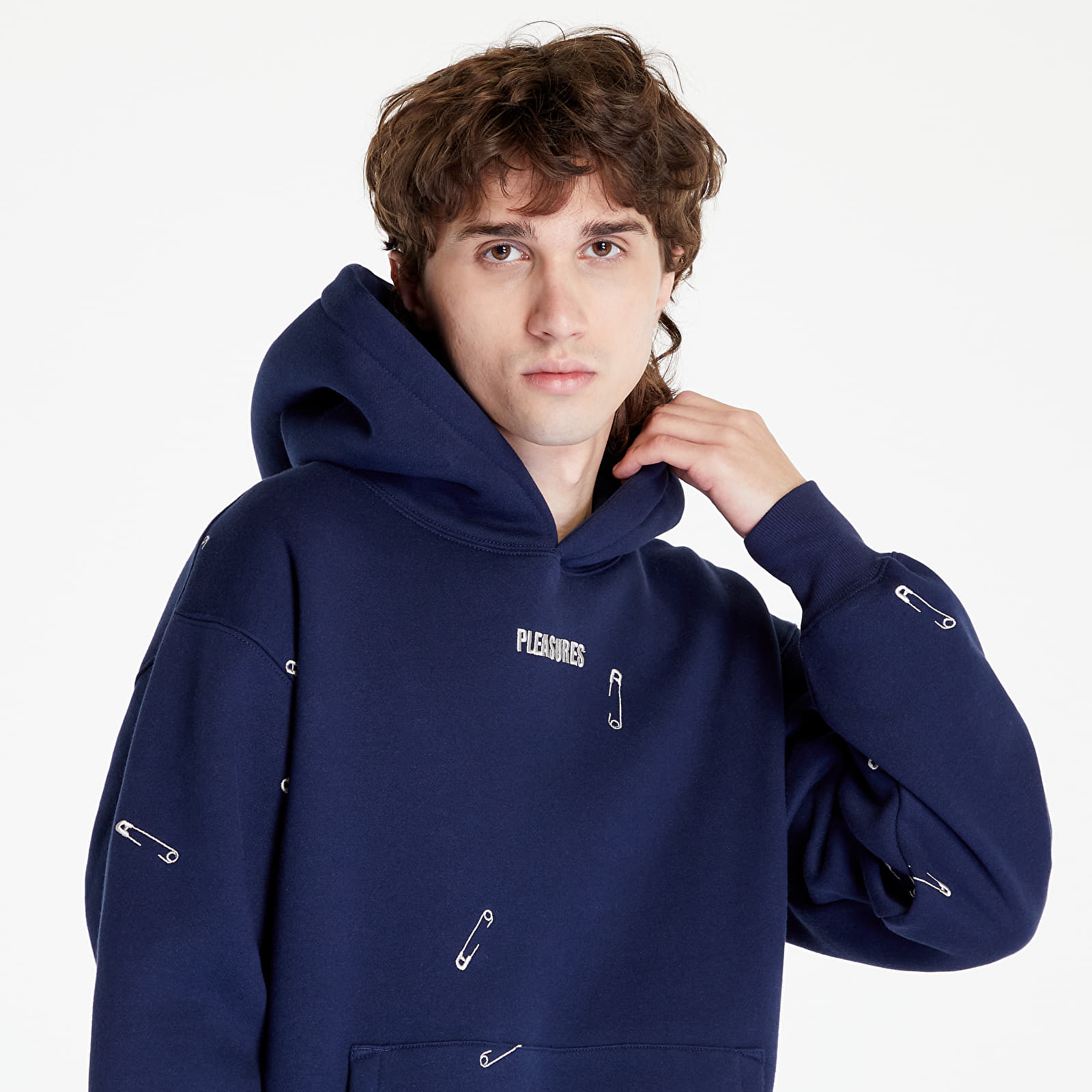Mikinas ar kapuci un sporta krekli PLEASURES Safety Pin Hoodie Navy