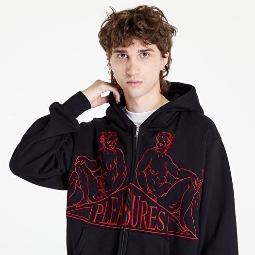 Hoodies and sweatshirts PLEASURES Squeeze Zip Up Hoodie Black Footshop