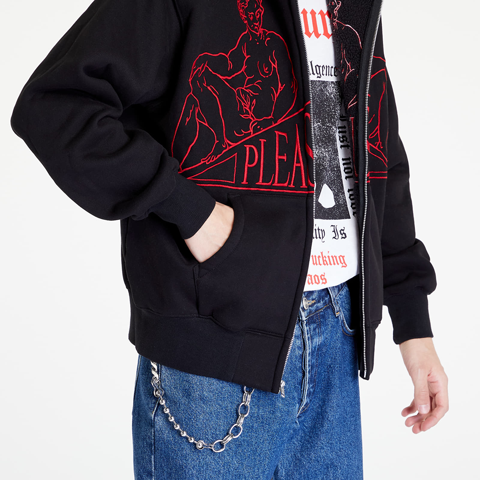 Hoodies and sweatshirts  PLEASURES Squeeze Zip Up Hoodie Black