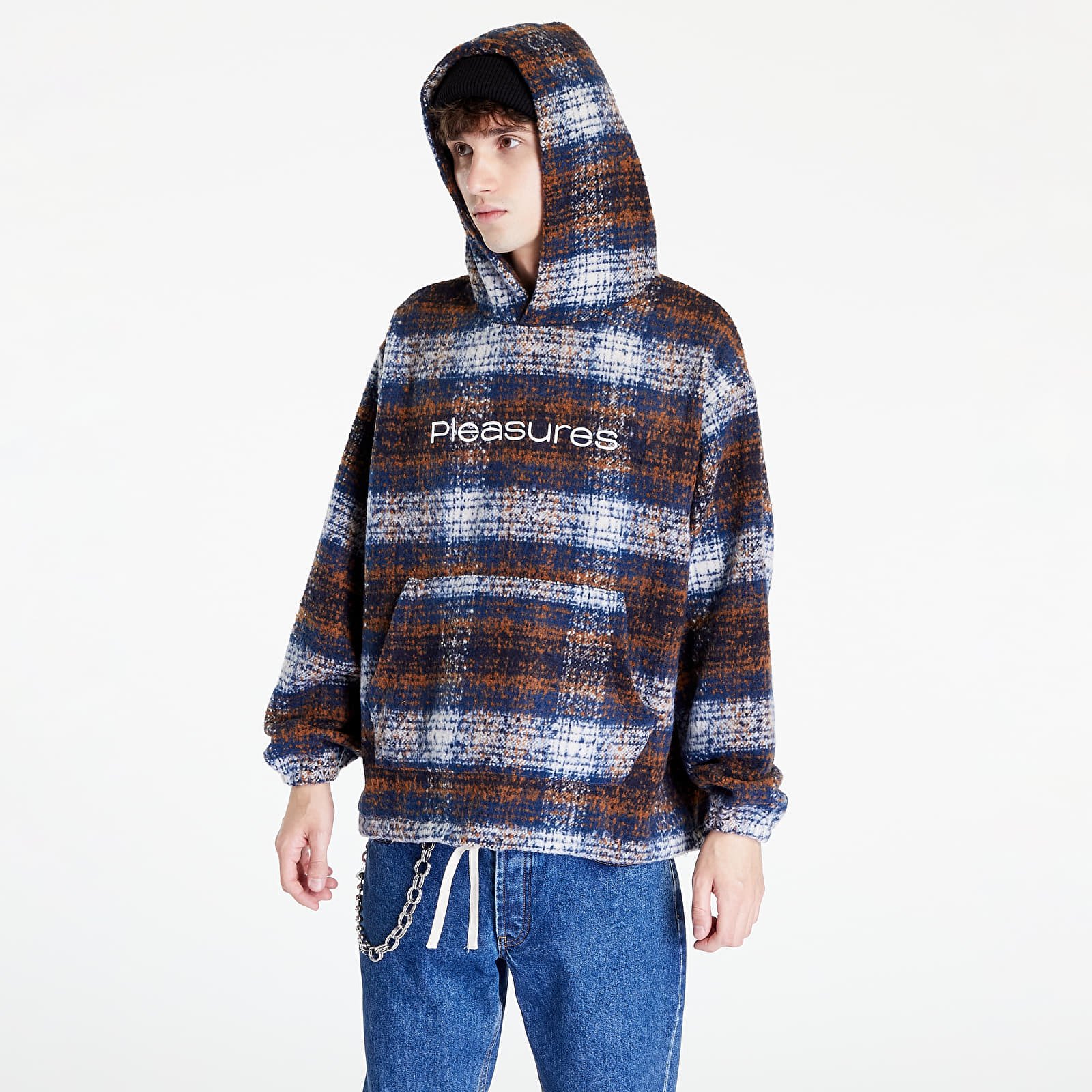 Puloverji   PLEASURES Machinist Poncho Hoody Brown/ Blue