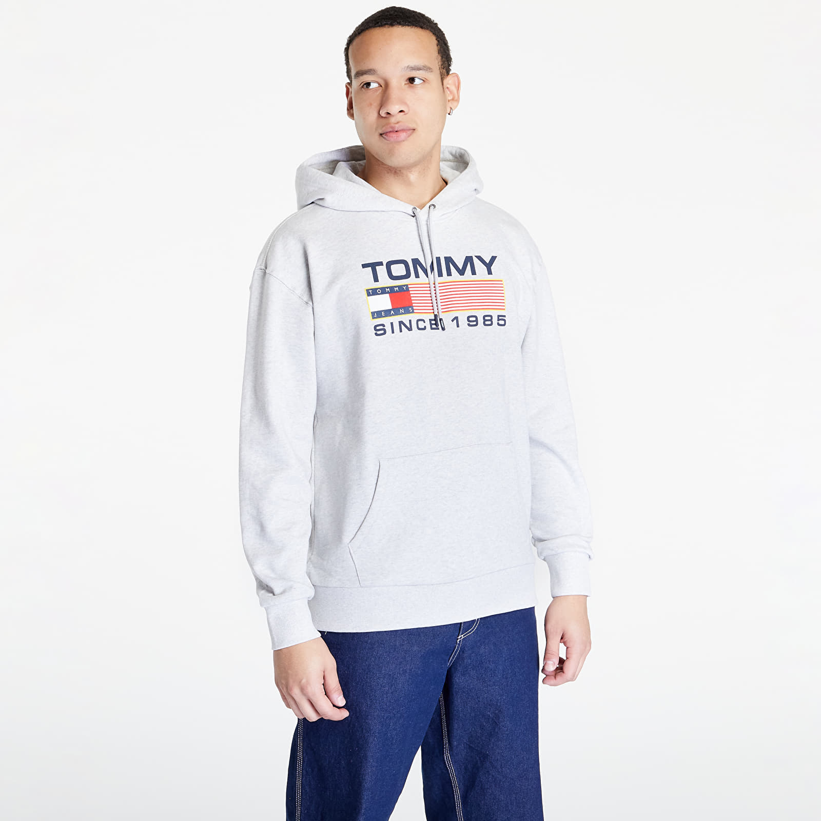 Mikiny Tommy Jeans Reg Athletic Log Hoodie Grey