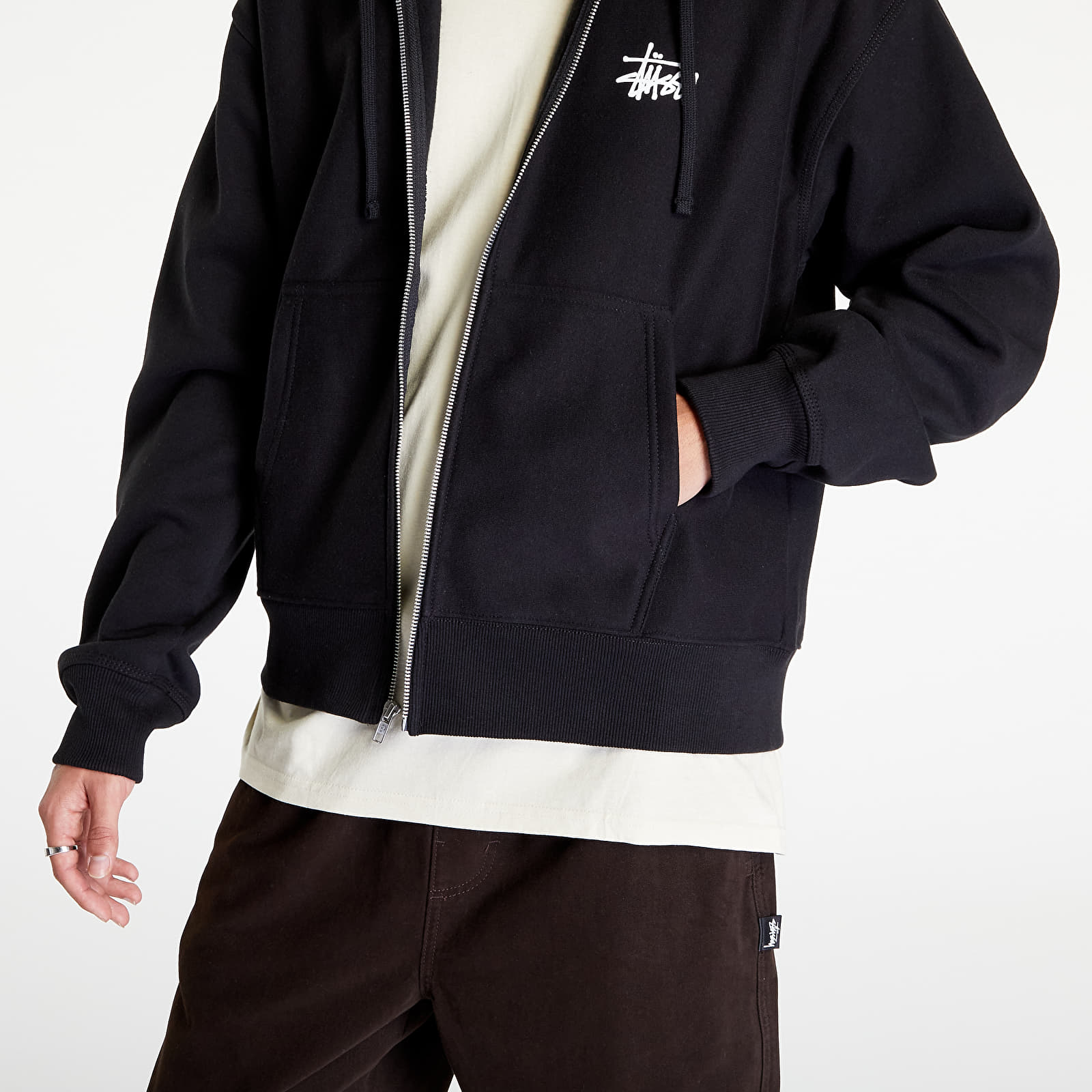 Hoodies and sweatshirts  Stüssy Basic Stüssy Zip Hoodie Black