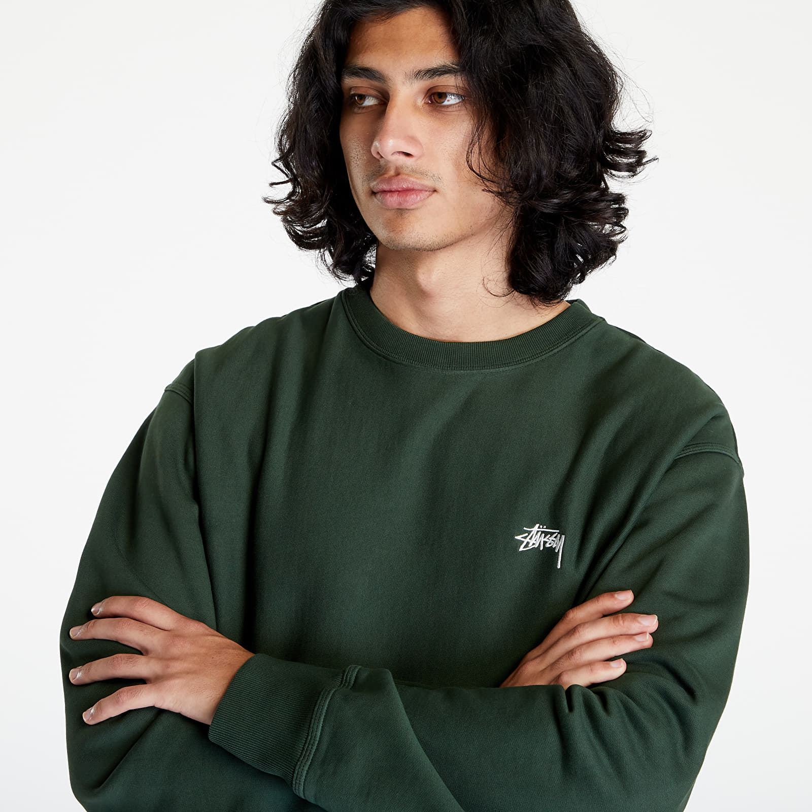 Stussy green crew best sale neck