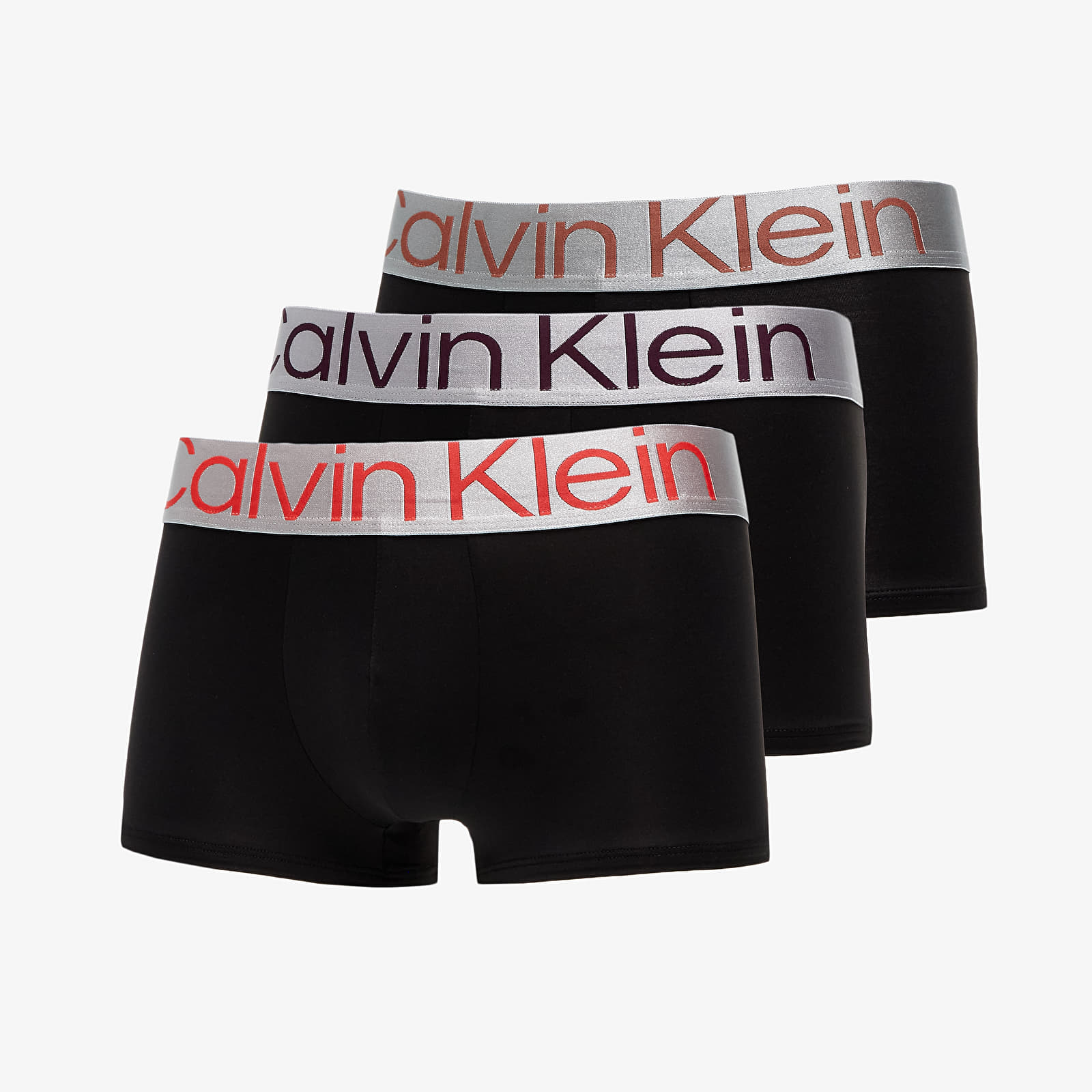 Boxeri Calvin Klein Reconsidered Steel Micro Low Rise Trunk 3-Pack Black/ Orange Odyssey/ Dusty Copper/ Rhone Logo