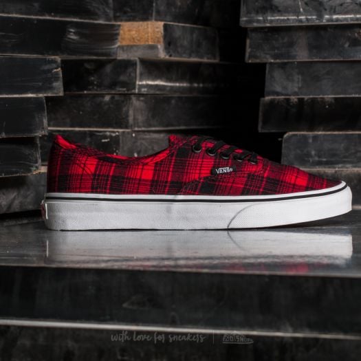 Men s shoes Vans Authentic Plaid Flannel Rectangle Red True White
