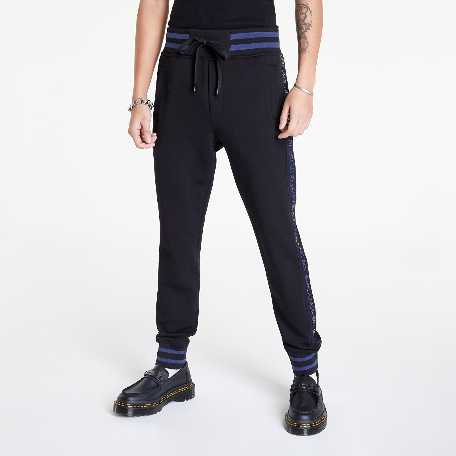 Pantaloni și blugi Versace Jeans Couture Basic El. Tape Logo Trousers Black