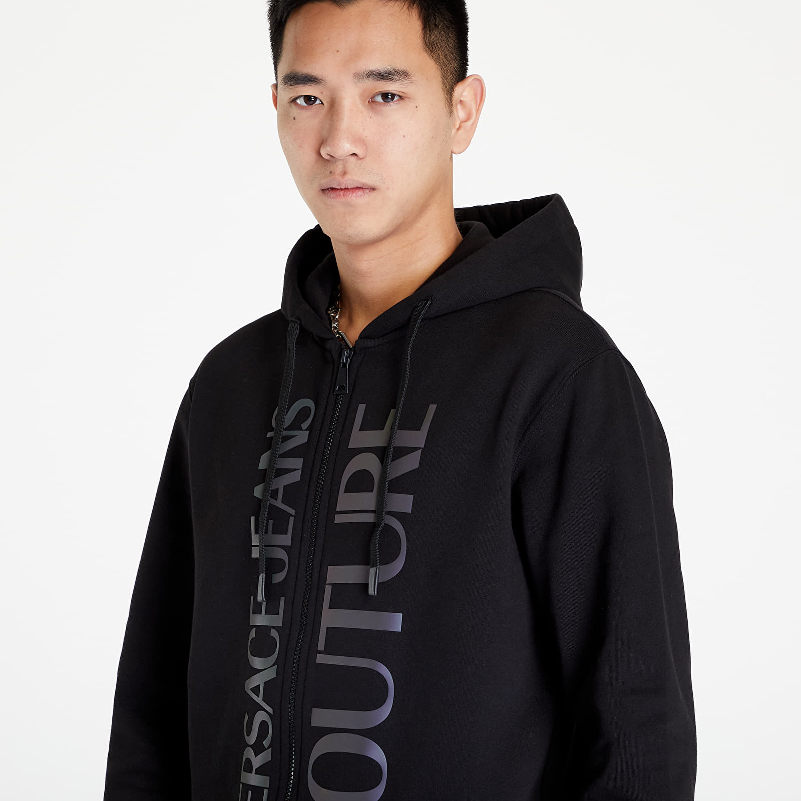 Jope in puloverji  Versace Jeans Couture R Logo Petrol Brushed Sweatshirt Black