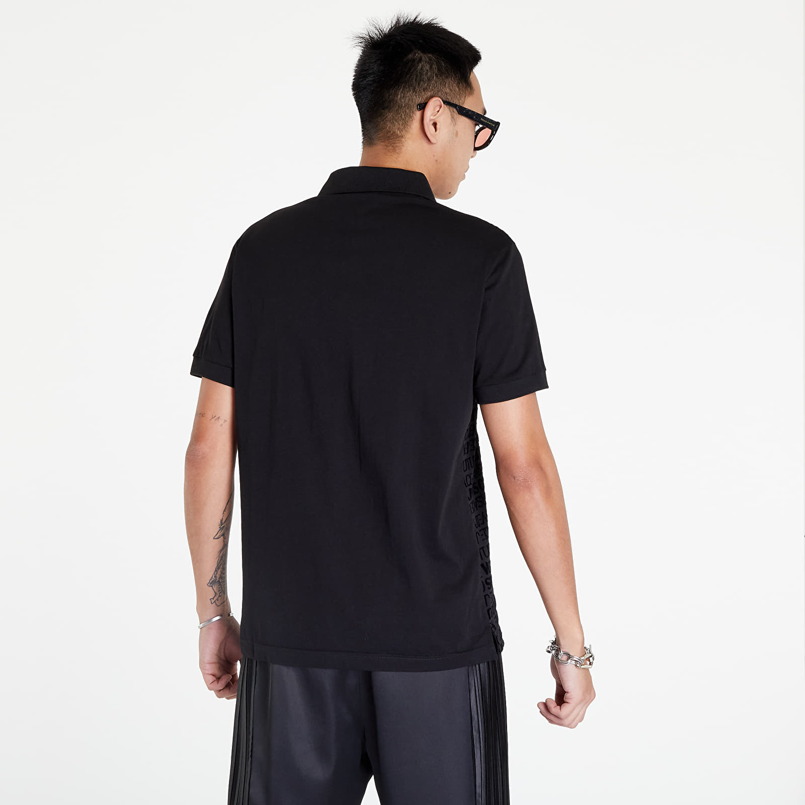 Camisetas Versace Jeans Couture R Print Flock Logo Polo T-Shirt Black
