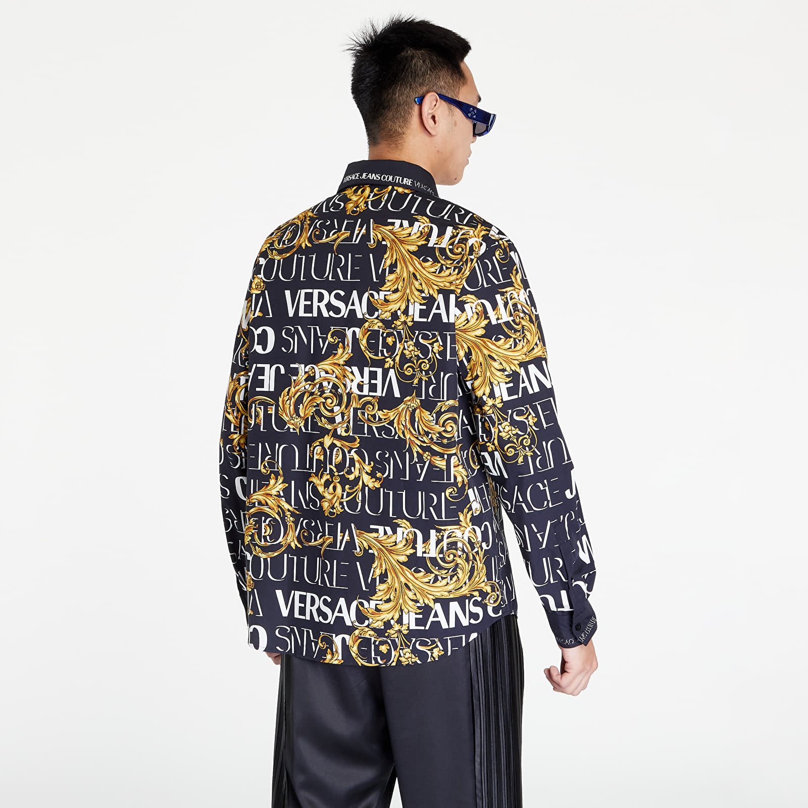 Košele Versace Jeans Couture R Panel Logo Baroque Shirt Black/ Gold
