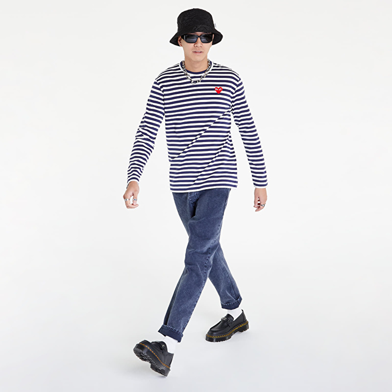 T-paita Comme des Garçons PLAY Long Sleeve Tee Blue
