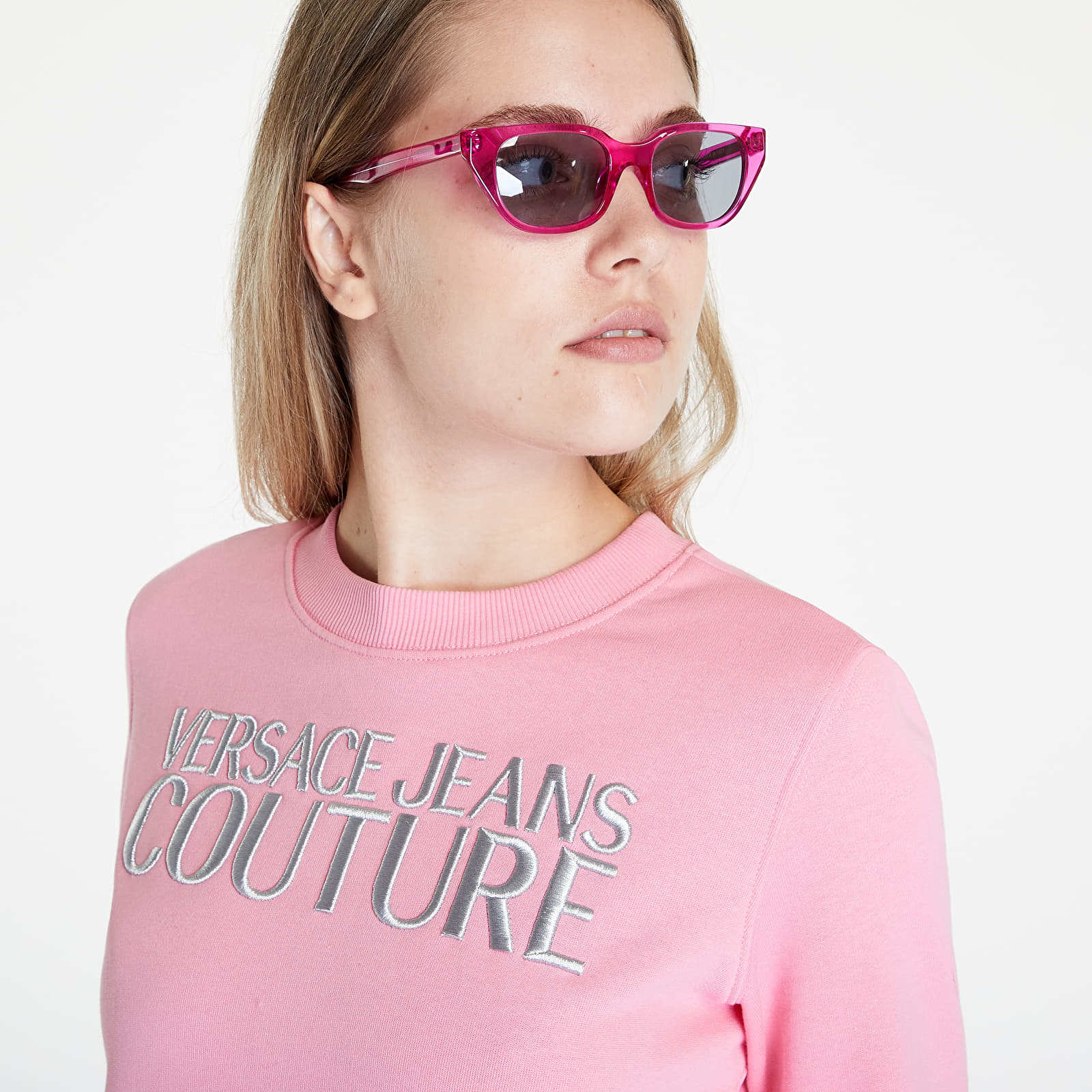 Bluzy Versace Jeans Couture R Logo Embro Sweatshirts Rose/ Silver