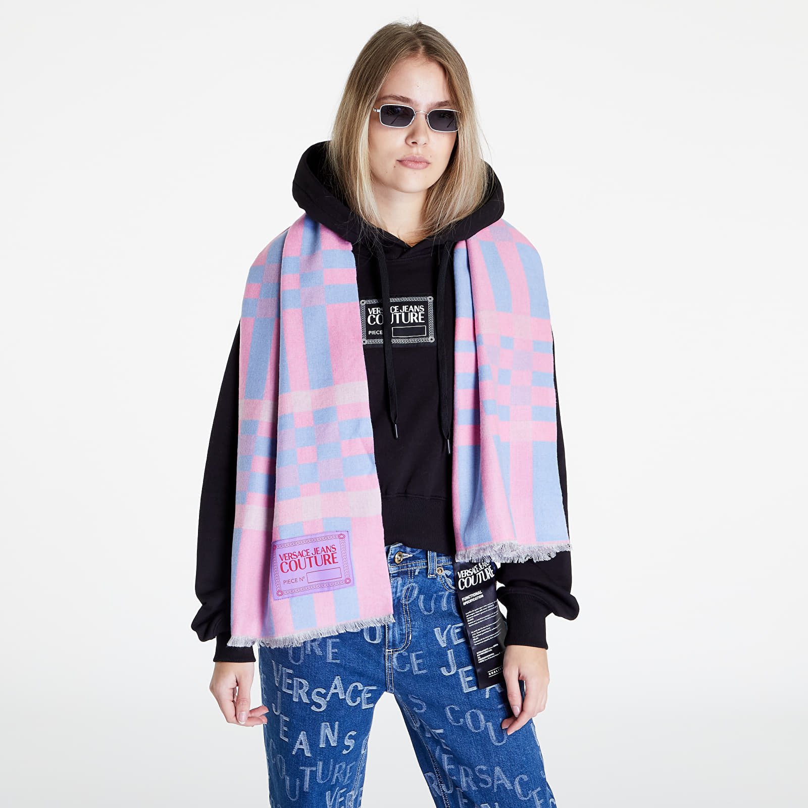 Schals Versace Jeans Couture Check Scarf Pink/ Light Blue