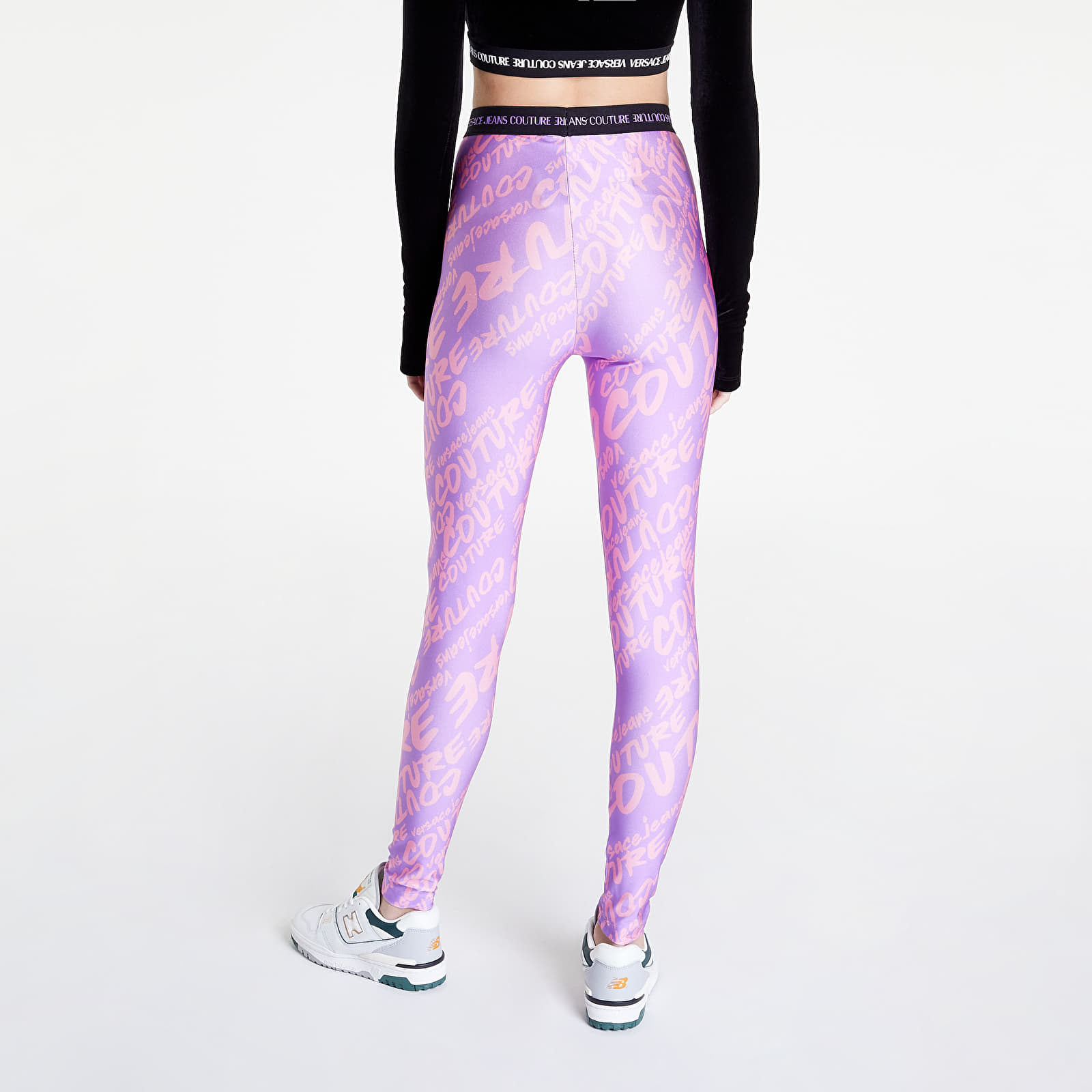 Leggings Versace Jeans Couture Lycra Print Logo Leggings Aubergine