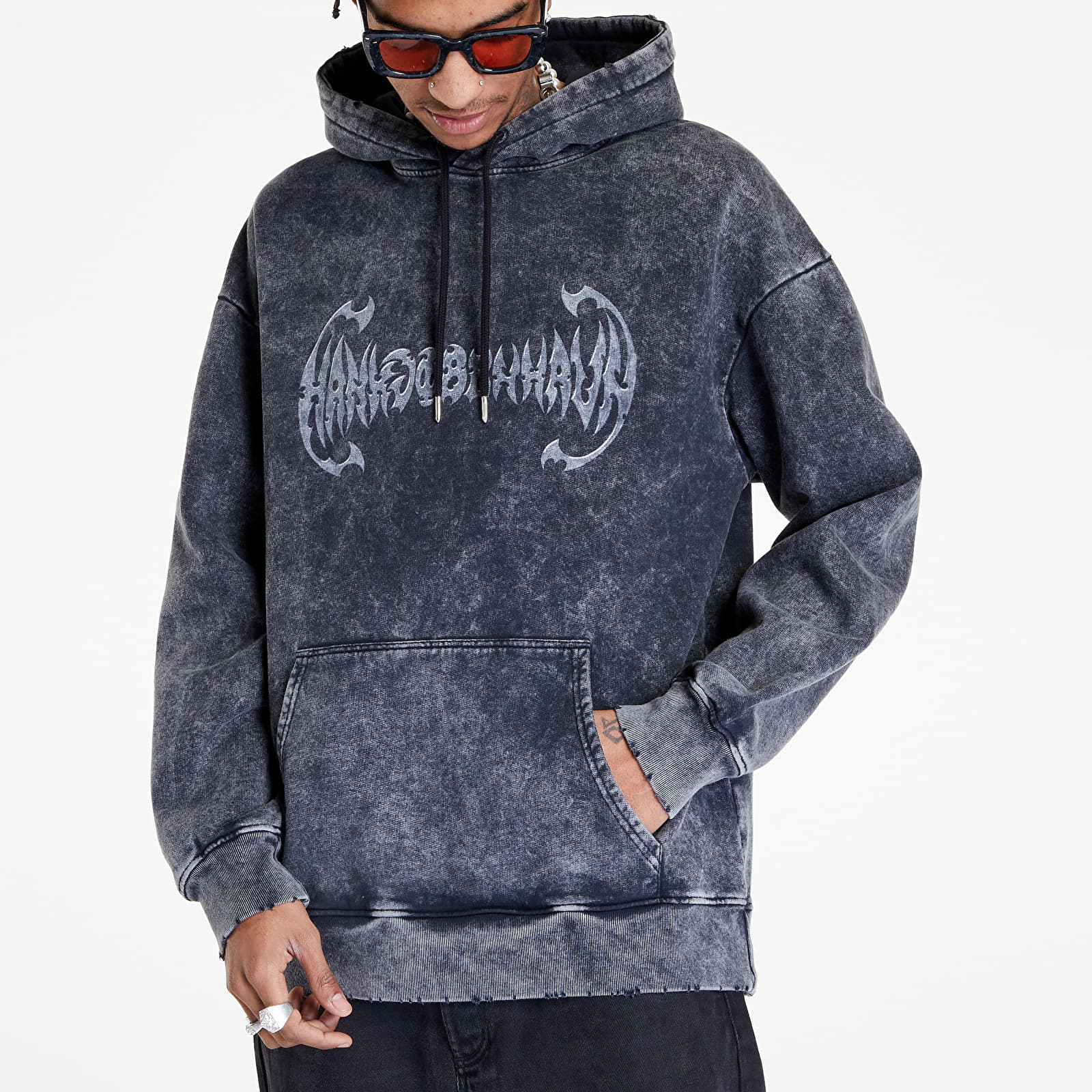 Thrasher silver flame logo grey tie dye hot sale pullover hoodie