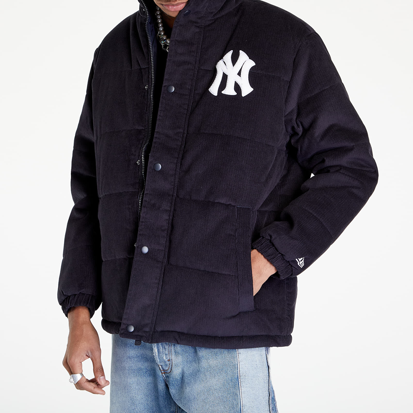 Jackets New Era Mlb Cord Puffer Jacket New York Yankees Navy/ White