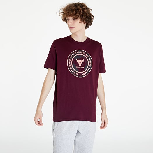 T shirts Under Armour Project Rock Globe Ss Dark Maroon Blitz Red Footshop