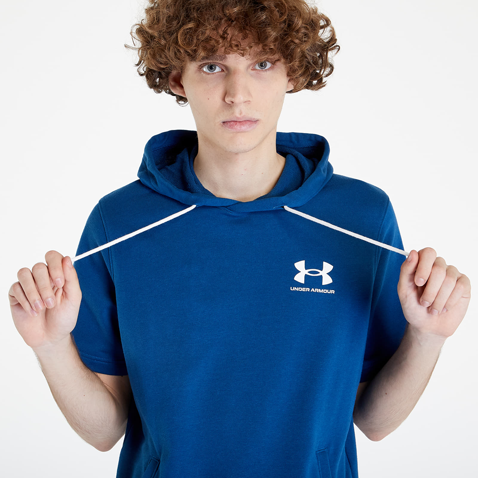 Sweatshirts Under Armour Rival Terry Lc SS Hd Deep Sea/ Onyx White