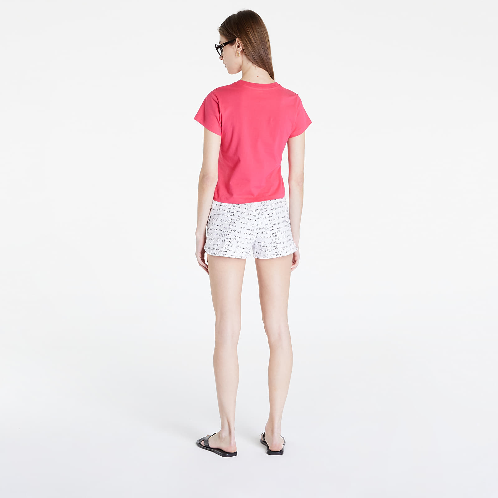 Schlafanzüge Calvin Klein Ck1 Sleep Short Set Pink Spdr Top/ Bag Marker Logo/ White